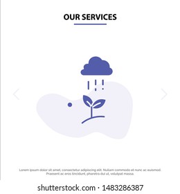 Our Services Cloud Rain, Cloud, Nature, Spring, Rain Solid Glyph Icon Web card Template