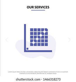 Our Services Color, Correction, Edit, Form, Grid Solid Glyph Icon Web card Template. Vector Icon Template background