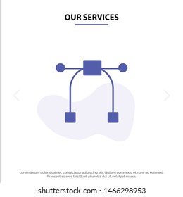 Our Services Design, Graphic, Tool Solid Glyph Icon Web card Template. Vector Icon Template background