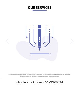 Our Services Digital Art, Digital, Art, Education Solid Glyph Icon Web card Template