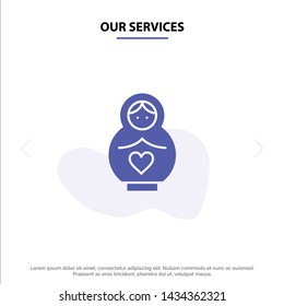 Our Services Dolphin, Mother, Love, Heart Solid Glyph Icon Web card Template