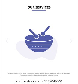 Our Services Drum, Instrument, Irish, Parade Solid Glyph Icon Web card Template