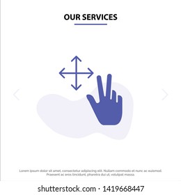 Our Services Finger, Gesture, Hold Solid Glyph Icon Web card Template