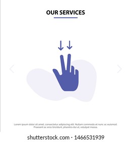 Our Services Fingers, Gesture, , Down Solid Glyph Icon Web card Template. Vector Icon Template background