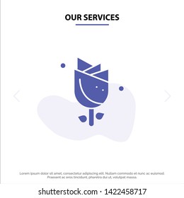 Our Services Flower, Easter, Nature, Holiday Solid Glyph Icon Web card Template