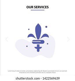 Our Services Game, Sword, Weapon, Madrigal Solid Glyph Icon Web card Template