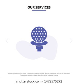 Our Services Golf, Sport, Game, Hotel Solid Glyph Icon Web card Template