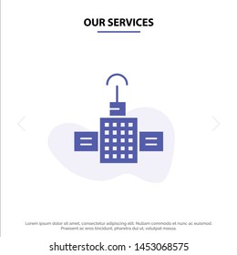 Our Services Gps, Navigation, Satellite Solid Glyph Icon Web card Template