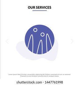 Our Services Hair Conditioning, Hair Therapy, Hair Treatment Solid Glyph Icon Web card Template