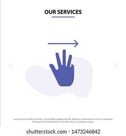 Our Services Hand, Hand Cursor, Up, Right Solid Glyph Icon Web card Template