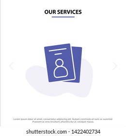 Our Services Id, Card, ID Card, Pass Solid Glyph Icon Web card Template