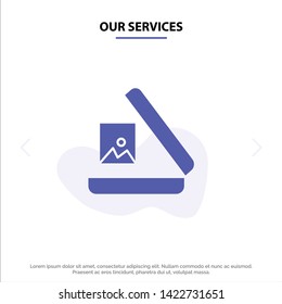Our Services Image, Gallery, Picture Solid Glyph Icon Web card Template