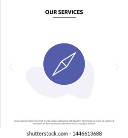 Our Services Instagram, Compass, Navigation Solid Glyph Icon Web card Template