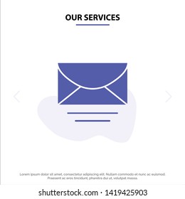 Our Services Mail, Email, Message, Global Solid Glyph Icon Web card Template