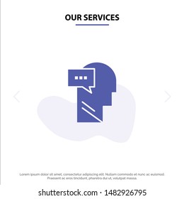 Our Services Mind, Dialog, Inner, Head Solid Glyph Icon Web card Template