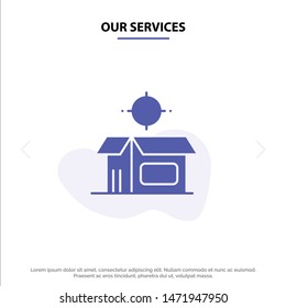 Our Services Open Product, Box, Open Box, Product Solid Glyph Icon Web card Template