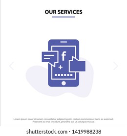 Our Services Promotion, Social, Social Promotion, Digital Solid Glyph Icon Web card Template
