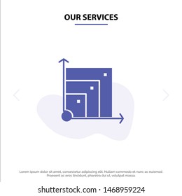 Our Services Scalable, System, Scalable System, Science Solid Glyph Icon Web card Template. Vector Icon Template background