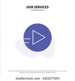 Our Services School Education, Play Solid Glyph Icon Web card Template