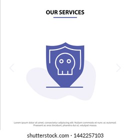 Our Services Shield, Security, Secure, Plain Solid Glyph Icon Web card Template