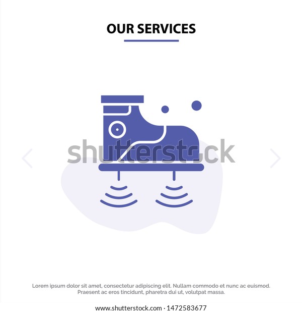 Our Services Shoes, Wifi, Service, Technology\
Solid Glyph Icon Web card\
Template