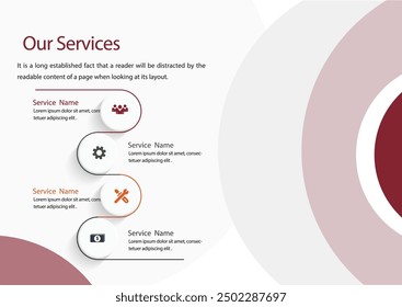 Our Services template a4 page print business profile annual report brochure catalog corporate Landscape Layout Portfolio Abstract Presentation leaflet Webpage Creative PowerPoints magazine