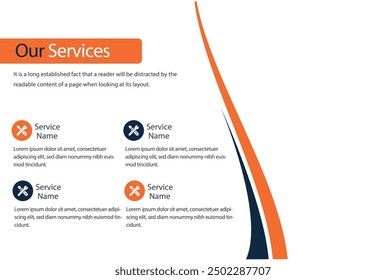 Our Services template a4 page print business profile annual report brochure catalog corporate Landscape Layout Portfolio Abstract Presentation leaflet Webpage Creative PowerPoints magazine