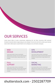 Our Services template a4 page print business profile annual report brochure catalog corporate Landscape Layout Portfolio Abstract Presentation leaflet Webpage Creative PowerPoints magazine