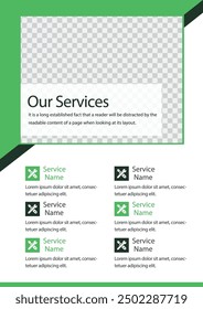 Unsere Dienstleistungen Vorlage a4 Seite drucken Geschäftsprofil Geschäftsbericht Broschüre Katalog Corporate Landscape Layout Portfolio Abstraktes Präsentationsblatt Webpage Creative PowerPoints magazine