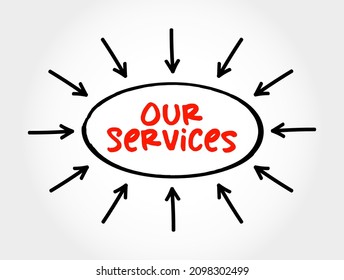 Our Services text with arrows, business concept for presentations and reports