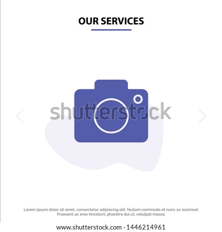 Our Services Twitter, Image, Picture, Camera Solid Glyph Icon Web card Template