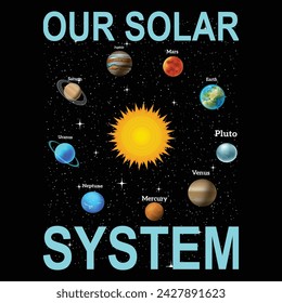 Our solar system, Designs Bundle, Streetwear T-shirt Designs Artwork Set, Graffiti Vector Collection for Apparel and Clothing Print.