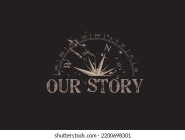 our story sign on black background