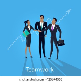 Our success team design. Teamwork and business our team business, office team, business success, work people, company and leadership, businessman and worker, resource office vector illustration