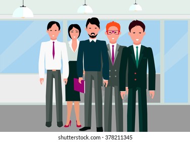 Our success team linear design. Teamwork and business team, our team business, office team, business success, work people, company and leadership, businessman and worker, resource office illustration