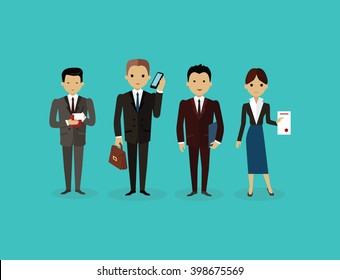 Our success team linear design. Teamwork and business team, our team business, office team, business success, work people, company and leadership, businessman and worker, resource office illustration