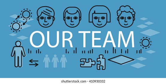Our success team linear design. Teamwork and business team, our team business, office business success, work people, company and leadership, businessman and worker, resource office illustration