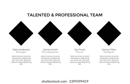 Our team company presentation template, with sample text about team member background