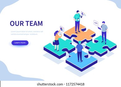 Our team concept. Can use for web banner, infographics, hero images. Flat isometric vector illustration isolated on white background.