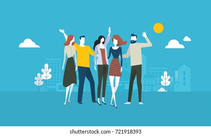 Our team. Flat design business people concept. Vector illustration concept for web banner, business presentation, advertising material.