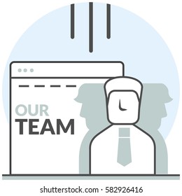 Our Team - Infographic Icon Elements from Web Development Set. Flat Thin Line Icon Pictogram for Website and Mobile Application Graphics.