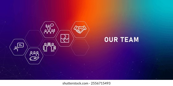 Our team member staff people in company gradients work header teamwork office cooperate design with icon