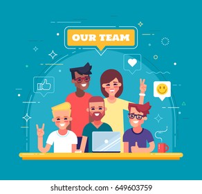 Our Team - Modern Flat Vector Illustration. Group Of Positive People.