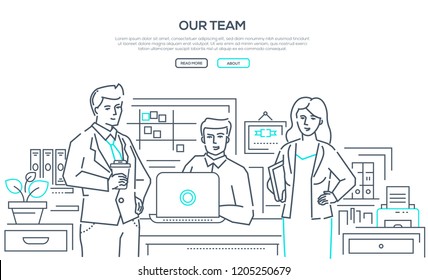 Our team - modern line design style banner