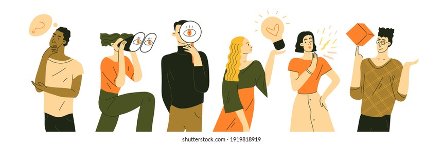 Our team portraits, businessmen and businesswomen. Business creative concept. Flat vector illustration in trendy style.