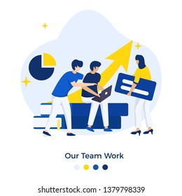 Our Team Work Illustration concept. can be used for onboarding mobile apps, web landing pages, banners, posters. vector-illustration