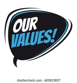 our values retro speech bubble