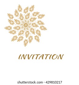 our wedding invitation with gold background
