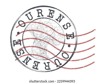 Ourense, Province of Ourense, Spain Stamp Map Postal. Silhouette Seal Roads and Streets. Passport Round Design. Vector Icon. Design Retro Travel National Symbol.