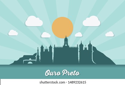 Ouro Preto skyline - Brazil - vector illustration